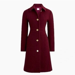 jcrew wool lady day coat | burgundy | size 14